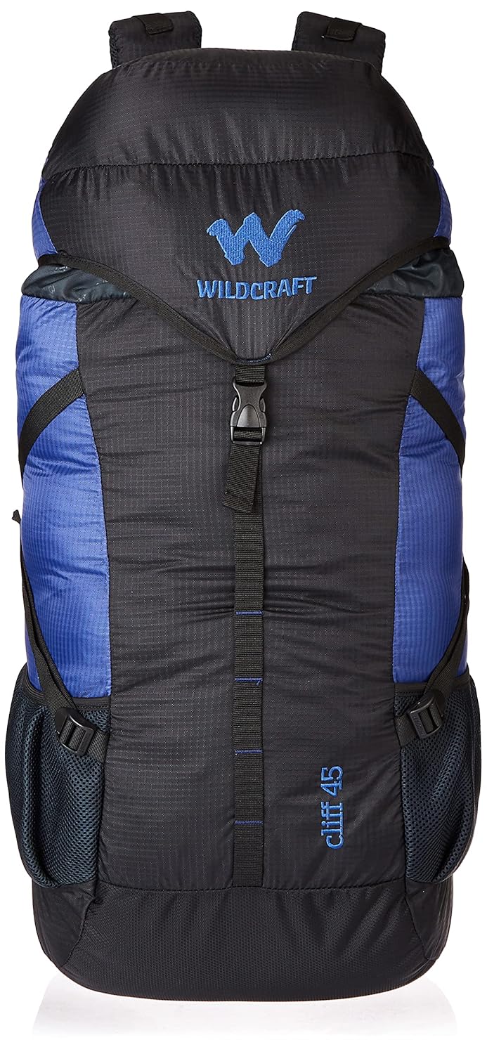 WILDCRAFT 45L Nylon Rucksack – Water-Resistant Travel & Hiking Backpack with Adjustable Straps, Blue - Image 1
